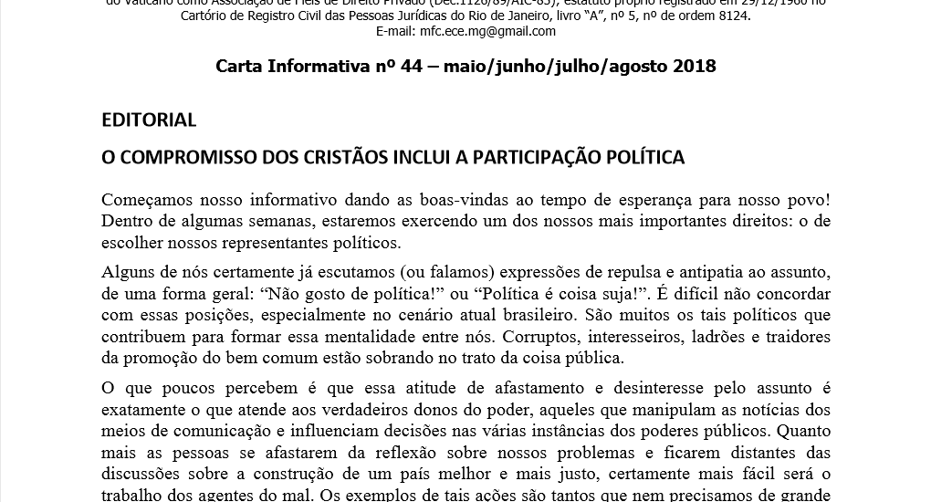 MFC Minas Gerais: Carta Informativa nº 44